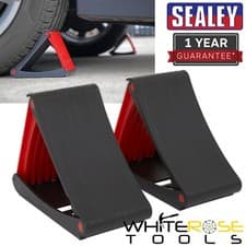 Image of Sealey Wheel Chocks Pair Folding Car Van Emergency Tyre Change Fold Flat