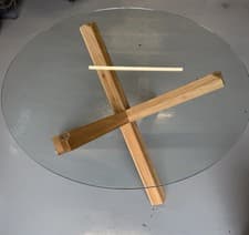 Image of Wooden Base Glass Top Round Dining Table Kitchen Table Dining Room Furniture