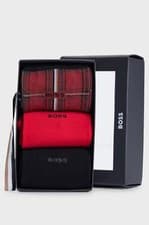 Image of Boss 3 Pack Cotton Blend Giftset Socks - Black/Red