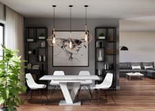 Image of MASIV Extending Dining Table Concrete Effect Modern 6 Seater Kitche