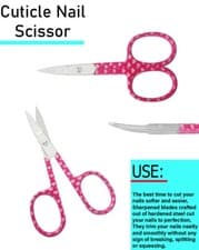 Image of Steady Pro Finger Toe Nail Scissors Pink *CURVED TIP* Steel Manicure Cuticle