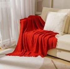 Image of UK New Large Soft Woven Cotton Throw Sofa Chair Bed Blanket With Tasseled Edging