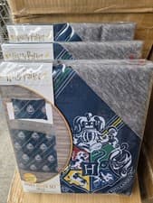 Image of Harry Potter Hogwart's House Colours Shield Reversible Navy & Grey Duvet Cover