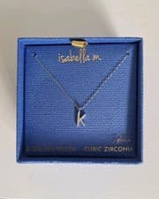 Image of Sterling Silver 925 Initial K Pendant On Chain Necklace 16 + 2 Inches BNIB