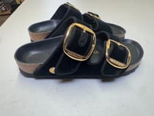Image of Birkenstock Arizona Big Buckle Black Velvet Gold Women's Sandals EU 36 UK 3.5