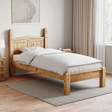 Image of Corona Single Bed Low Foot End 3 FT Solid Pine Wood Mexican Bedroom Furniture