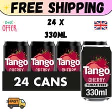 Image of Tango Sugar Free Cherry 24 x 330ml Cans Zero Sugar Fizzy Soft Drink Pack UK