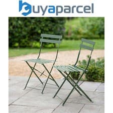 Image of 2 x Garden Trading Rive Droite Bistro Chairs Seat Thistle Green Outdoor Indoor