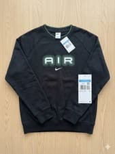 Image of 🔥 Nike Air Crewneck Sweatshirt Mens Medium BNWT Grey Wavy Graphic Logo Jumper