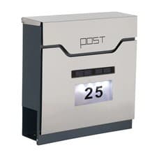 Image of Phoenix Estilo Top-Loading Stainless Steel Letter Box MB0125KS Key Lock Solar