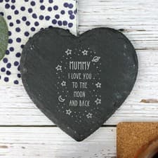 Image of MUM GIFT Slate Coaster - Heart or Square I Love You To The Moon & Back Stars