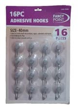 Image of 16 Pc Self Adhesive Powerful Transparent Cup Hooks Non-marking Sticking Hook