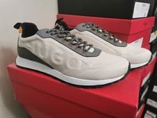 Image of Hugo Boss Mens Icelin light beige Trainers Size 10 Brand new boxed rrp £199