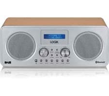 Image of LOGIK Portable LCD Display DAB+ FM Bluetooth Aux-In Radio Silver/Wood L75DAB20 R