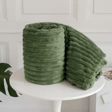 Image of Chunky Cord Blanket Faux Fur Super Soft Large Thermal Warm Cosy Blanket Throw