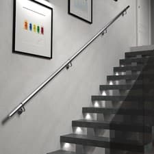 Image of Stainless Steel Stair Handrail Indoor Wall Mounted Banister Kit with Bracket