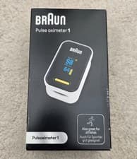Image of Braun Pulse Oximeter 1, BNB, new with batteries, Detachable Lanyard, opened box.