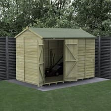 Image of Forest Beckwood 10x6 Reverse Apex Wooden Garden Shed - No Windows - Double Door