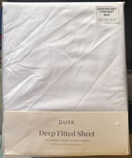 Image of Super King Deep Fitted Sheet 400 TC 100% Cotton White 400 TC Dusk Brand New