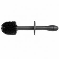 Image of Toilet Brush Faux Rattan Round with Detergent Injection System Charcoal Grey