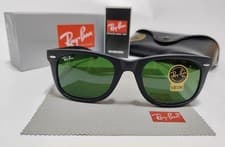 Image of Ray-Ban Wayfarer RB2140 Sunglasses Gloss Black Frame G15 Green Lens