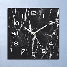 Image of Glass Clock 30x30 Wall Modern Home Living Room Silent Modern Black Marble