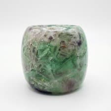 Image of Fluorite Crystal Cylinder Tealight Holder Natural Healing Stone Candle Holder