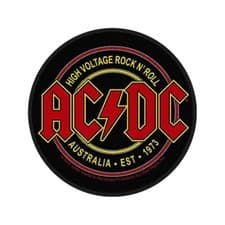 Image of AC/DC Patch: HIGH VOLTAGE ROCK N ROLL (reg): high voltage 73 Official Merch £pb