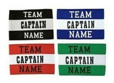 Image of Captains Armbands with Printed Team Name. Adult & Junior Sizes