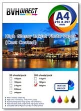 Image of 100 Sheets A4 High Quality High Glossy 260gsm Photo paper premium cast coated