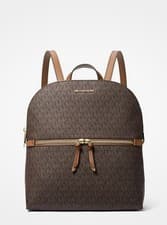 Image of MICHAEL Michael Kors Medium Brown Signature Logo Backpack 💯 Authentic