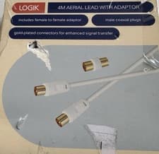 Image of Logik 4M TV Aerial Lead with Adapter - Gold Plated - Brand New