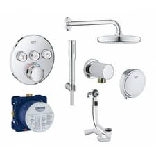 Image of Grohe Smart Control Round Shower Set With Bath Filler Waste & Shower Heads