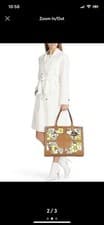 Image of Tory Burch Ella Quadrant Floral Canvas & Leather
