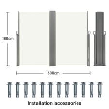 Image of Retractable Deck Side Awning Screen Fence Privacy Screen Canopy Garden Sunshade