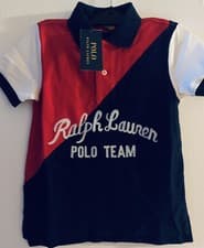 Image of Ralph Lauren Polo T Shirt Navy And Red Colour For Boys Size Is S/p( 8)
