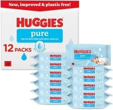 Image of Huggies Pure Baby Wipes Sensitive 99% Water Fragrance Free Multi Pack