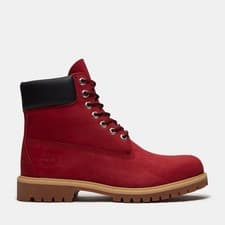 Image of Men's Timberland Premium 6 Waterproof BOOTS DARK RED CHERRY GUM SUEDE NUBUCK OG