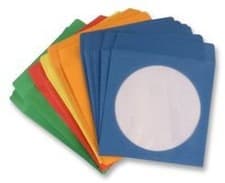 Image of Coloured CD DVD Paper Sleeves Paper 50 Packets Clear Window Multi colored Sleeve
