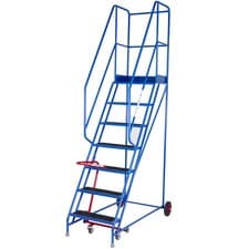 Image of 7 Tread Mobile Warehouse Stairs Anti Slip Steps 2.75m Portable Safety Ladder