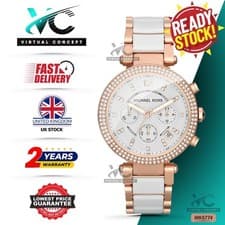 Image of MICHAEL KORS MK5774 Parker Chronograph Rose Gold TwoTone Strap Womens Watch 39mm