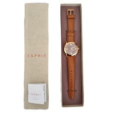 Image of Esprit Women's Watch 105512 ES105512003 Boxed Rose Gold and Brown Leather Strap