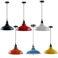 Image of Modern Pendant Ceiling Light Metal Bowl Shade Adjustable Hanging Retro Lamp UK