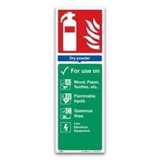 Image of Dry Powder Fire Extinguisher Instruction Sign, 300x100mm, Plastic - Fire Safety
