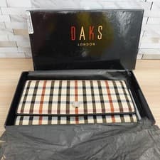 Image of DAKS LONDON Wallet Leather Plaid Bi Fold Purse House Check British Luxury NEW