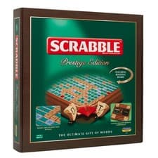 Image of PRESTIGE SCRABBLE Retro Edition - Wooden Box, Rotating Turntable, Tiles & Racks