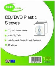 Image of 100 x Neo Media 80 Micron CD DVD Sleeves - Crystal Clear Disc Protection Pockets