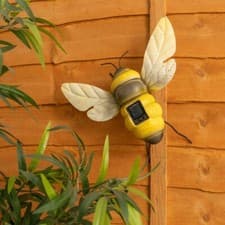 Image of Solar Powered Bumble Bee Ornament Garden Fence Gate Wall Light Outdoor Lighting