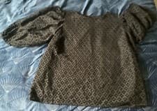 Image of BRAND NEW LADIES M&CO BLACK LACE EFFECT TOP/BLOUSE 3/4 SLEEVES. SIZE 18 UK
