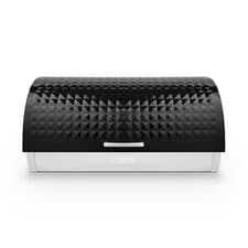Image of Tower Solitaire Black Breadbin Large Storage Embossed Diamond Design T826206BLK